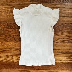 White Ruffled Sleeve Women's Top
